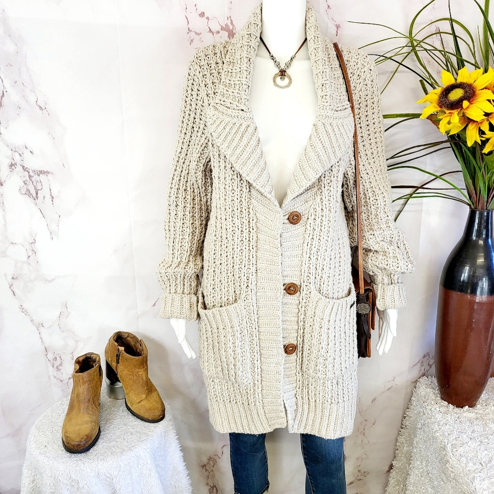 Billabong thick chunky knit fisherman collar cardigan